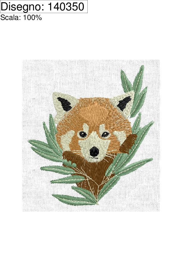 Icona ricamo Panda rosso cm.8 x 7