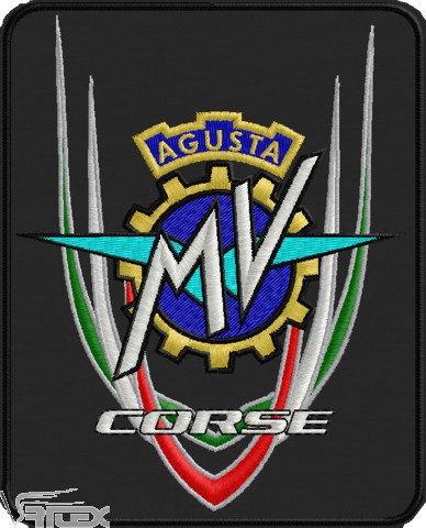 Prova ricamata stemma M V Agusta Cm. 12 x 10