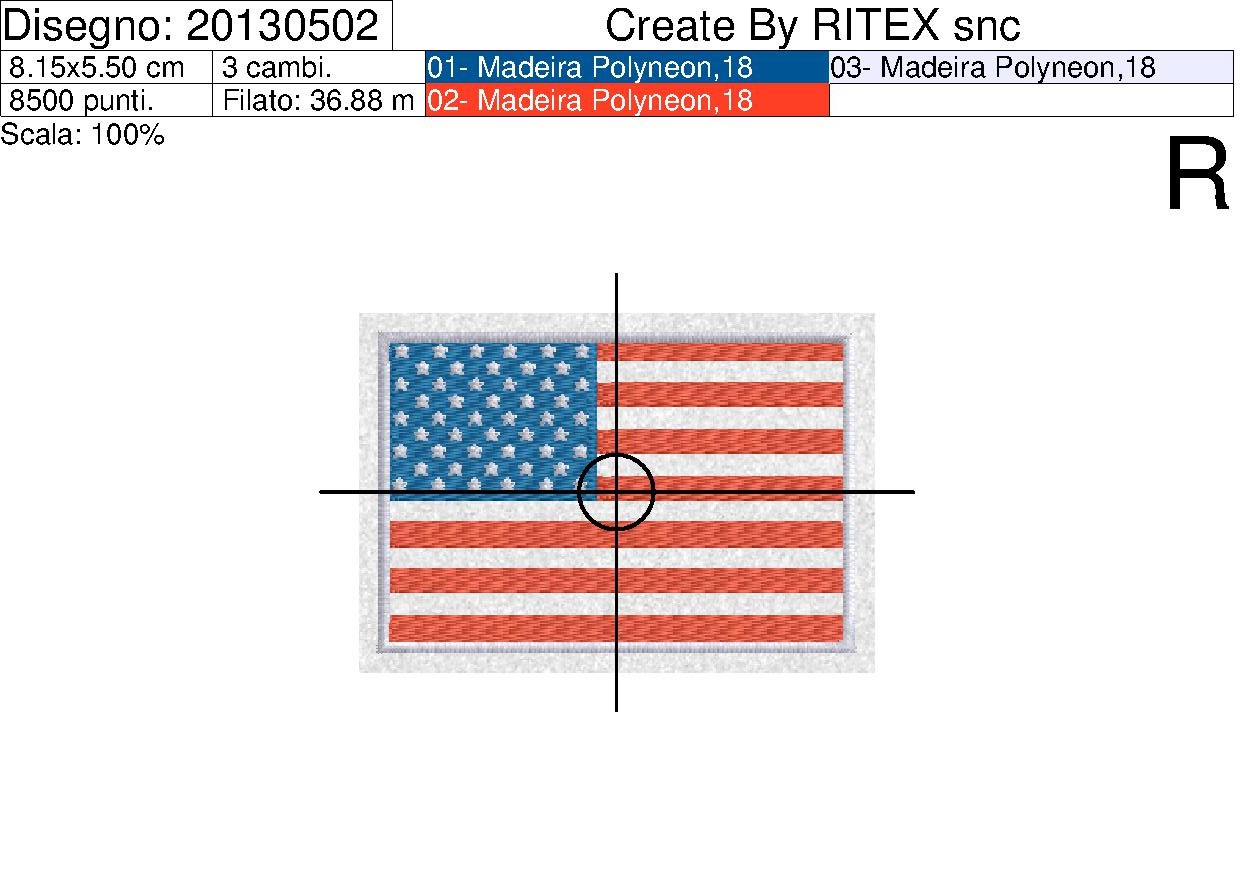 Bandiera americana con ricamo su fondo bianco