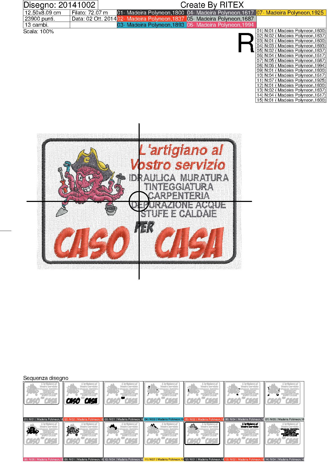 Foglio di lavorazione Stemma ricamato cm.12.5x8