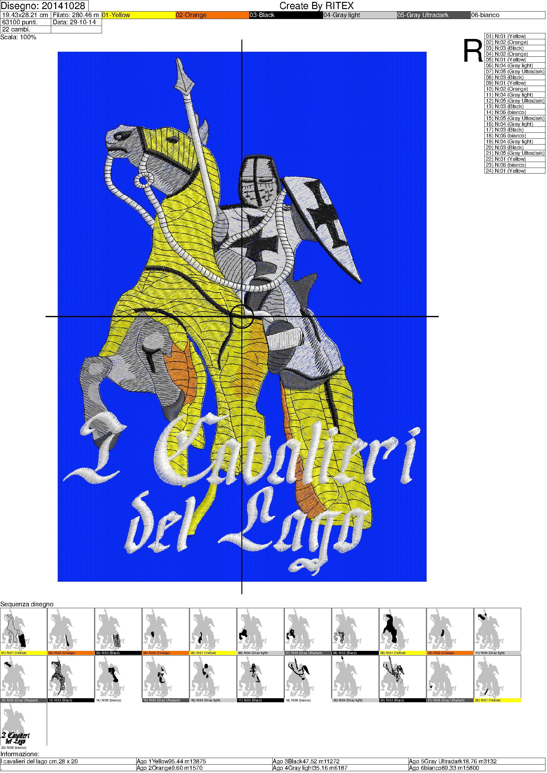 Folfio di lavorazione I cavalieri del lago cm.28 x 20