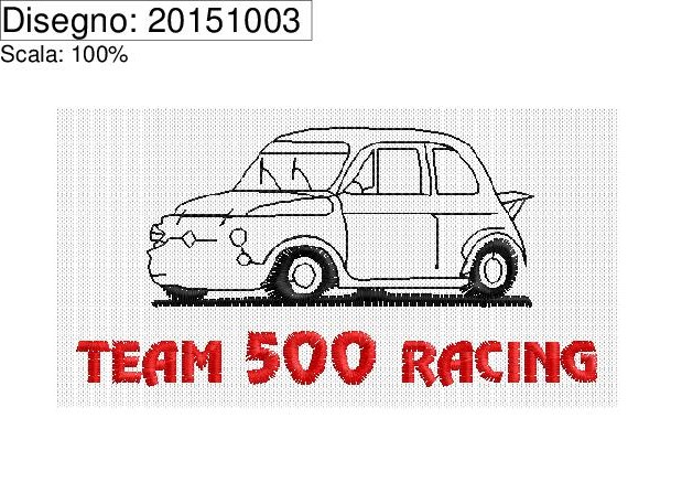 Icona ricamo FIAT 500 racing su base cm.8