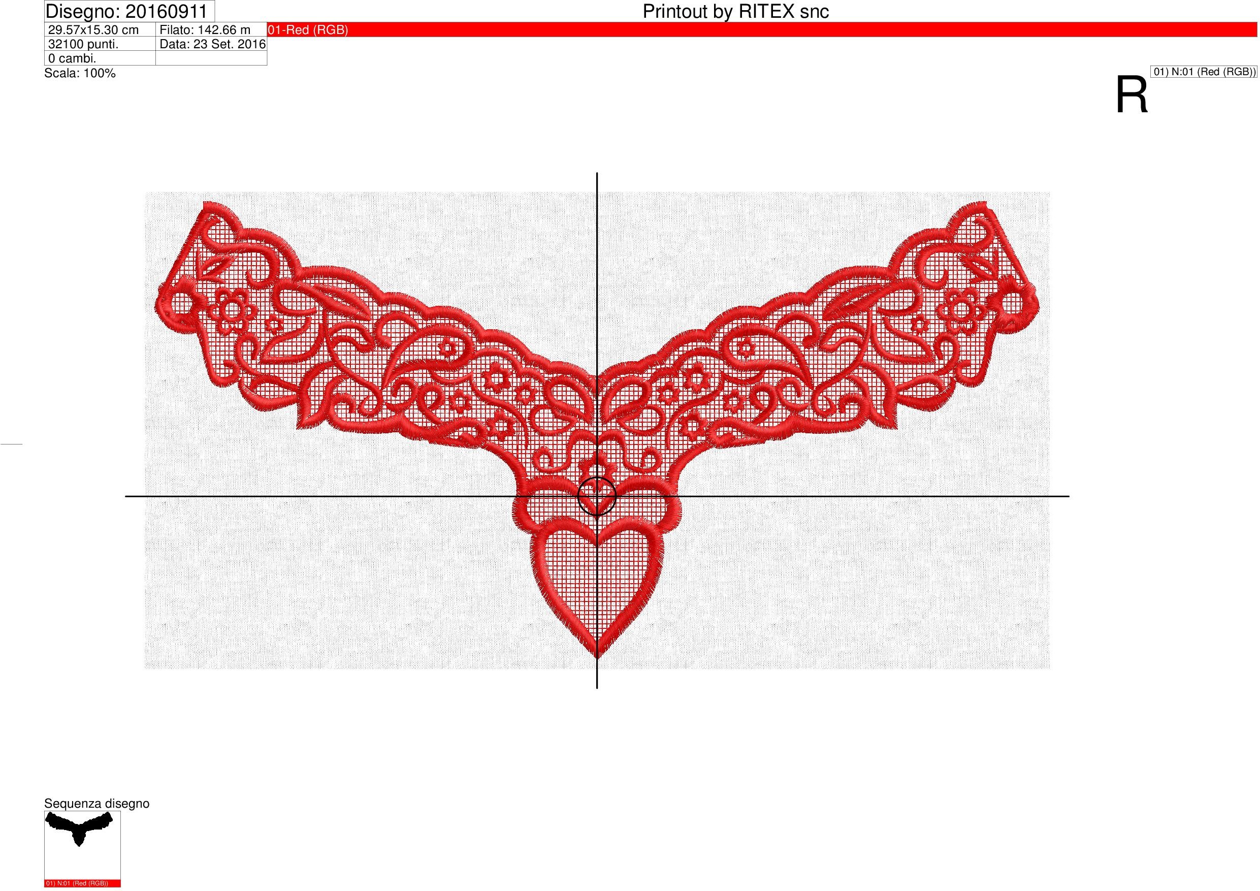 Foglio lavorazione  in A3 ricamo scollatura anteriore ricamo Lace 