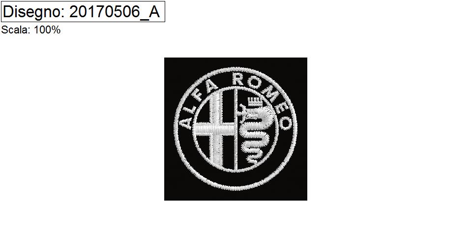 Miniatura ricamo logo monocolore ALFAROMEO diametro cm.4