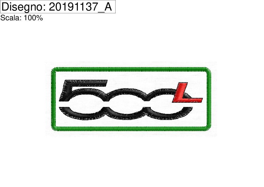 Miniatura Programma di ricamo patch Logo 500 L cm. 9 x 3,5