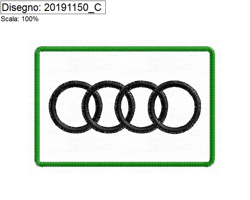 Miniatura Programma di ricamo 4 cerchi AUDI su base cm.9