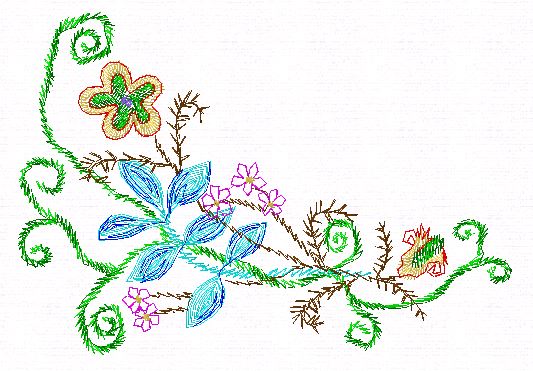 Miniatura programma Ricamo semicurva fiori a punti manuali