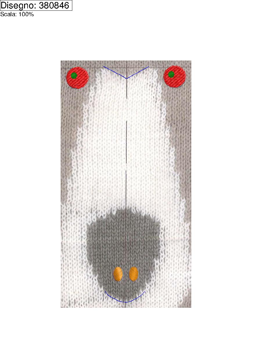 Ricamo occhi e narici su lavorazione jacquard