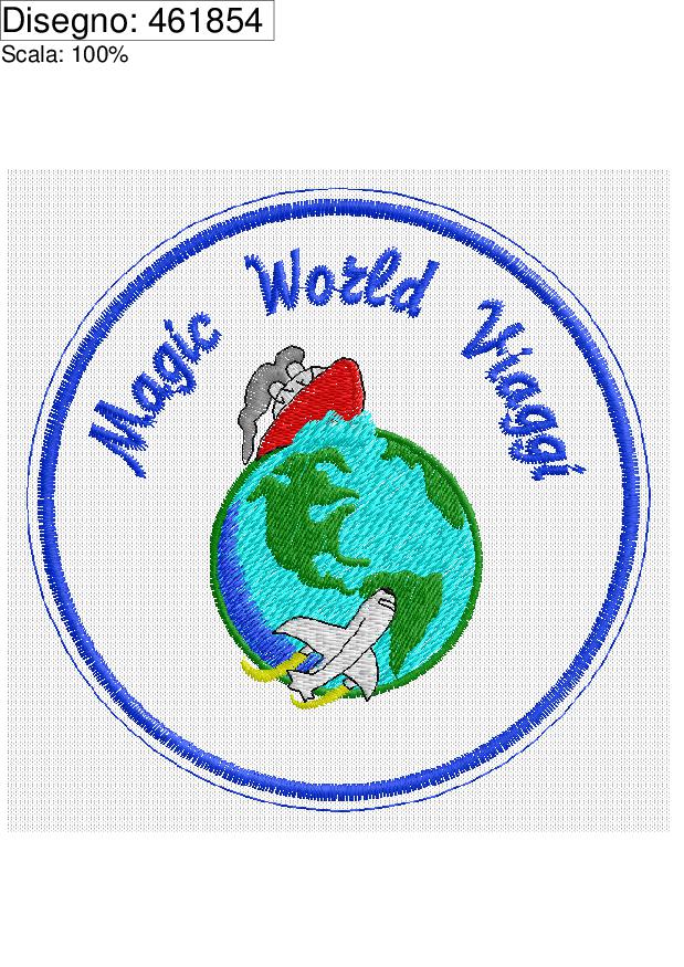 Ricamo Patch tondo Magic World Viaggi con impuntura esterna