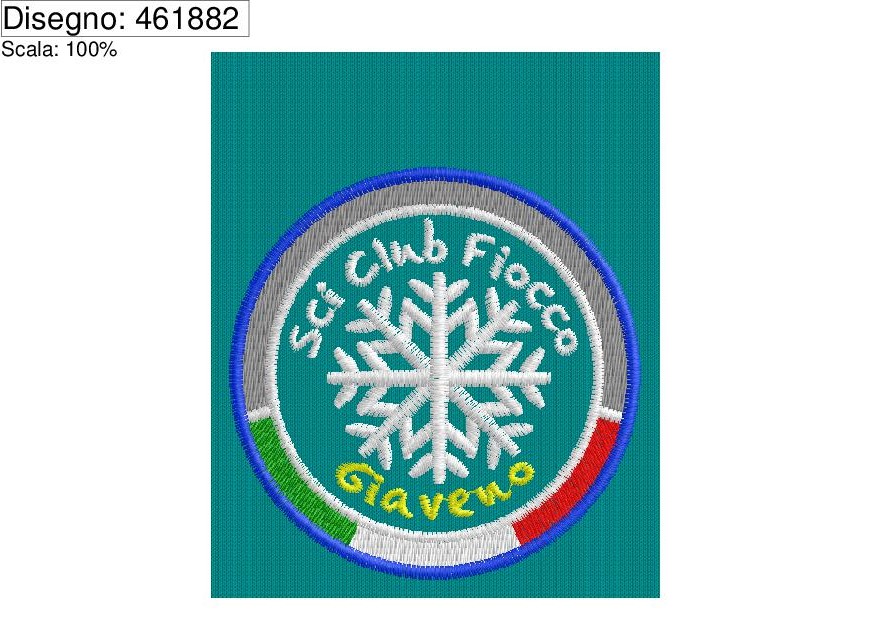 Icona ricamo Sci Club Fiocco Giaveno diam. 70 mm.
