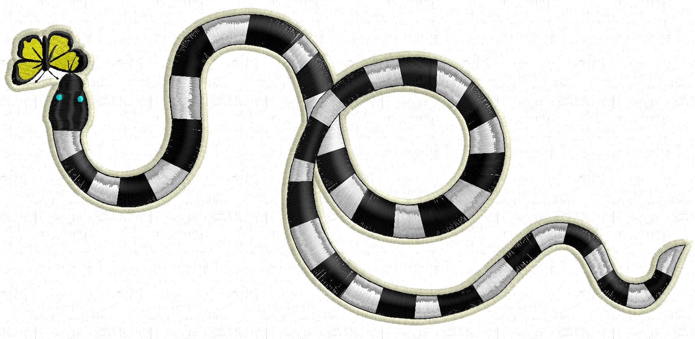 Prova ricamata PATCH Serpe con farfalla su base cm.38