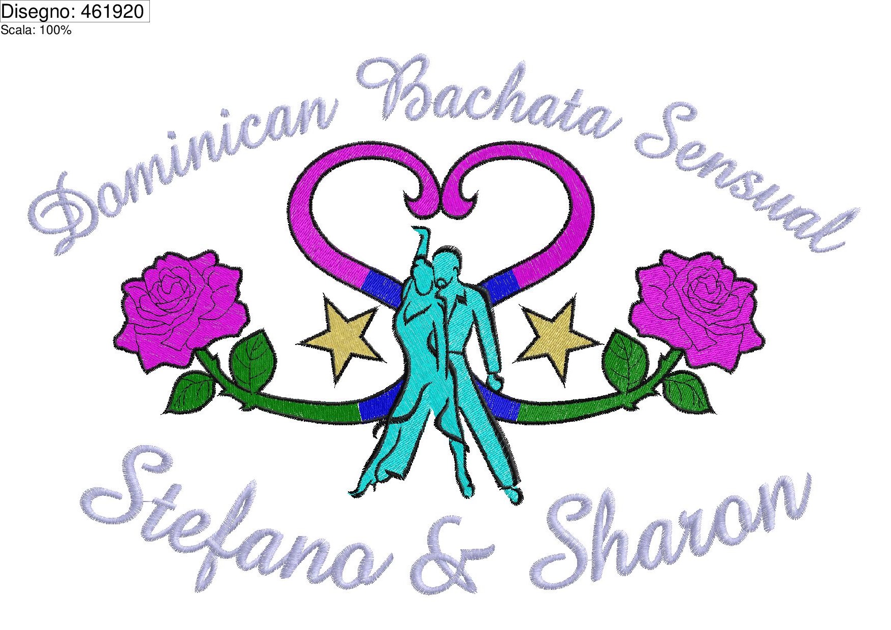 Icona formato A4 ricamo Logo Stefano&Sharon su base cm.28