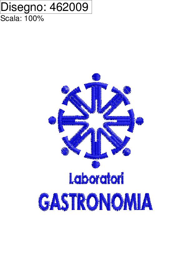 Icona ricamo Laboratori GASTRONOMIA su base cm.6