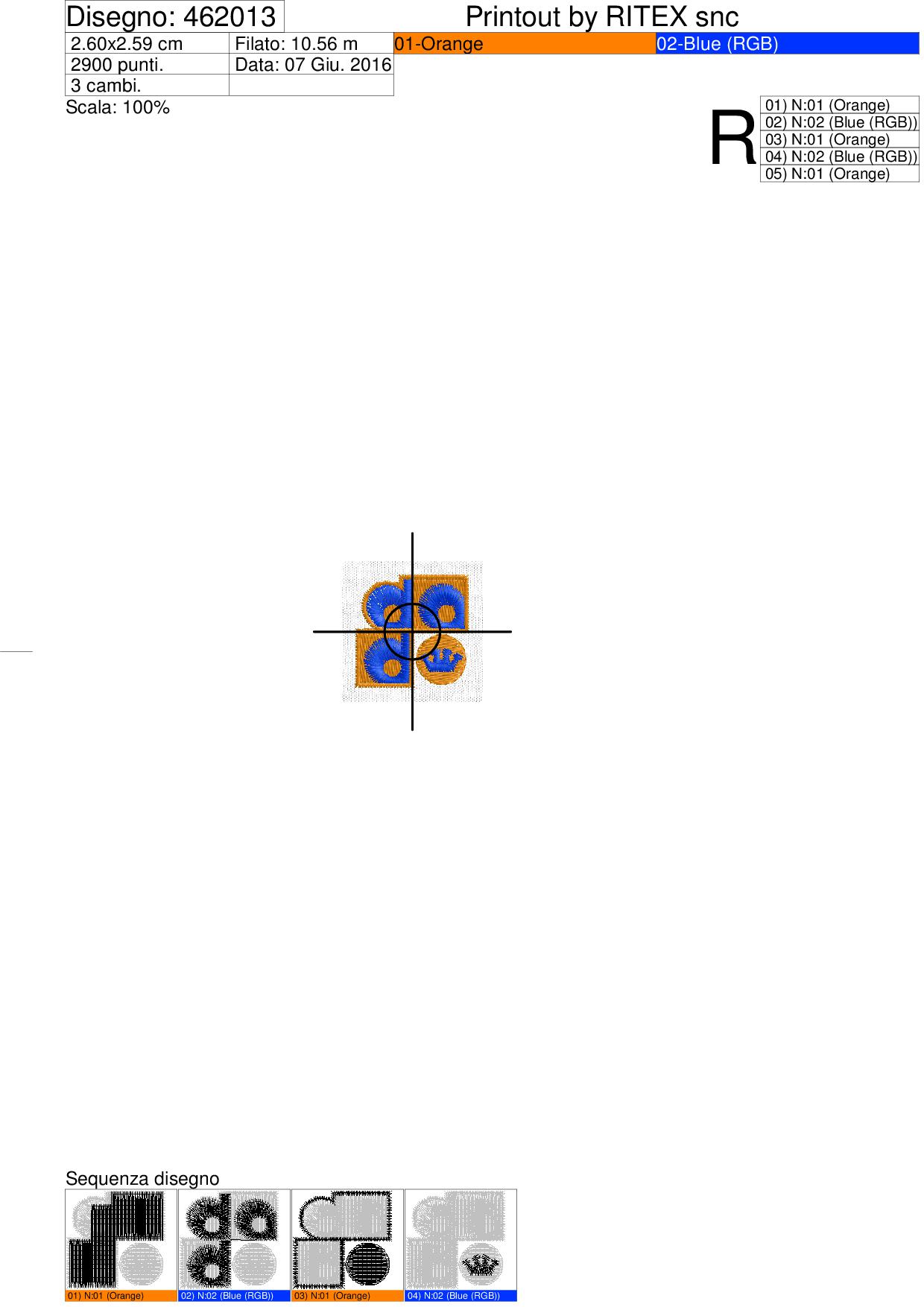 Foglio di lavorazione ricamo logo DADO squadrato in altezza mm.26