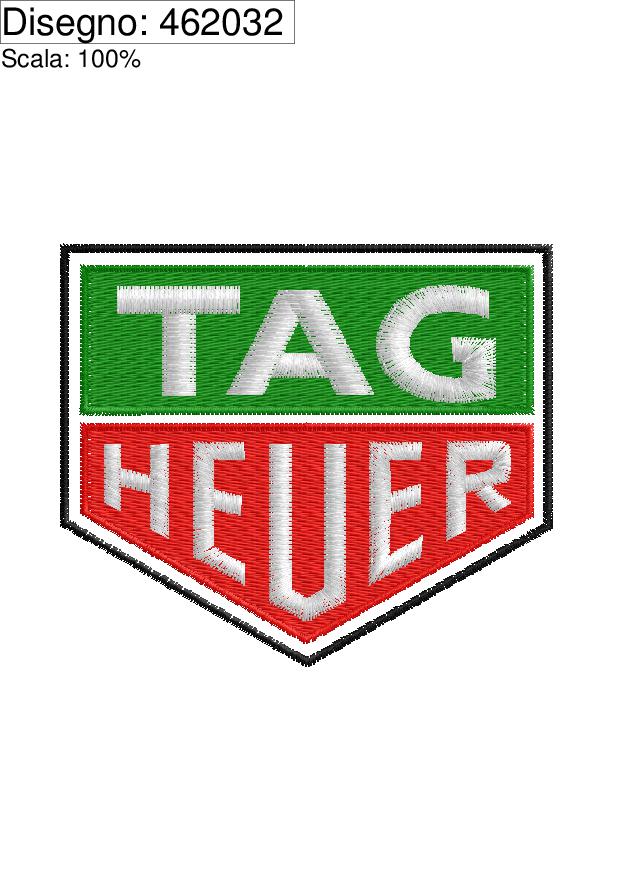 Icona ricamo logo TAG HEUR a scudetto cm. 8 x 7 