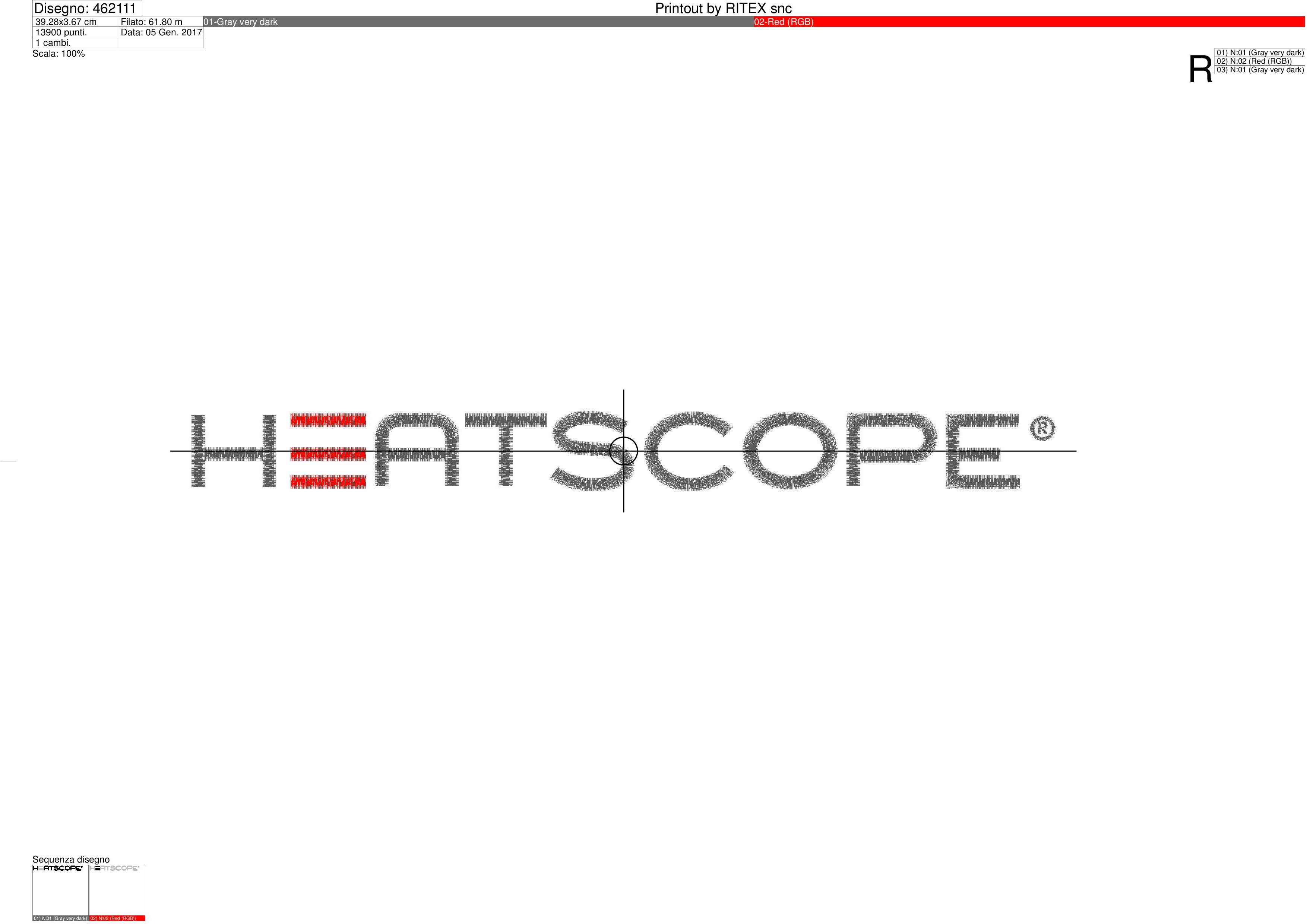 Foglio di lavorazione ricamo HEATSCOPE su base cm.40
