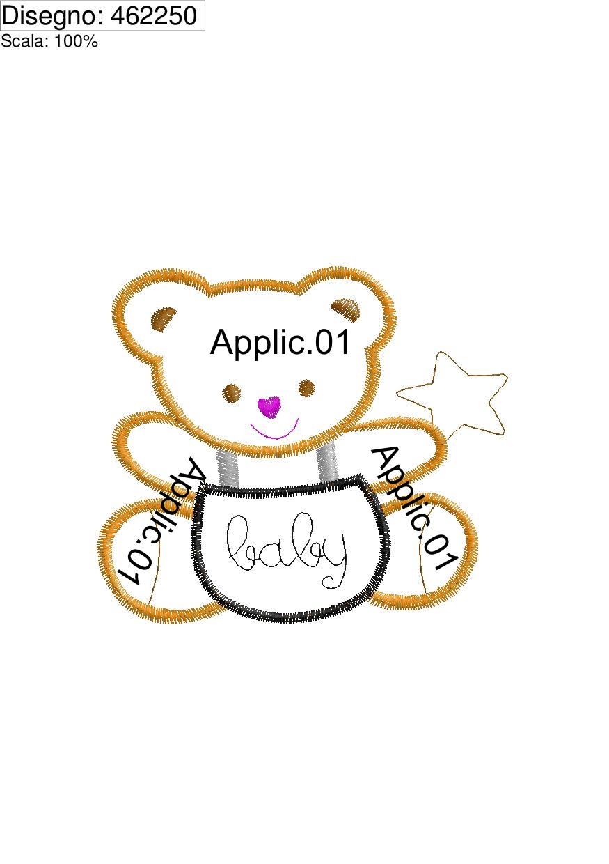 Sequenza applicazioni  programma ricamo orsetto BABY