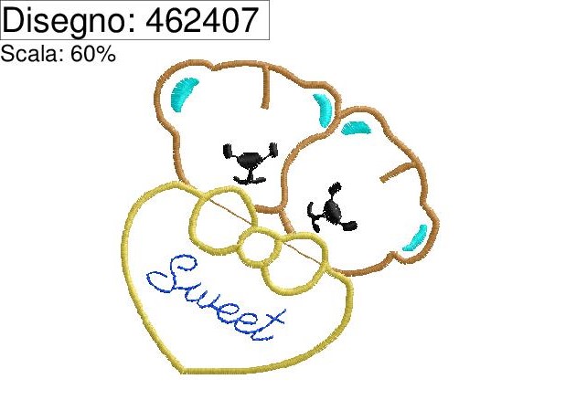 Miiatura programma ricamo orsetto cuore sweet