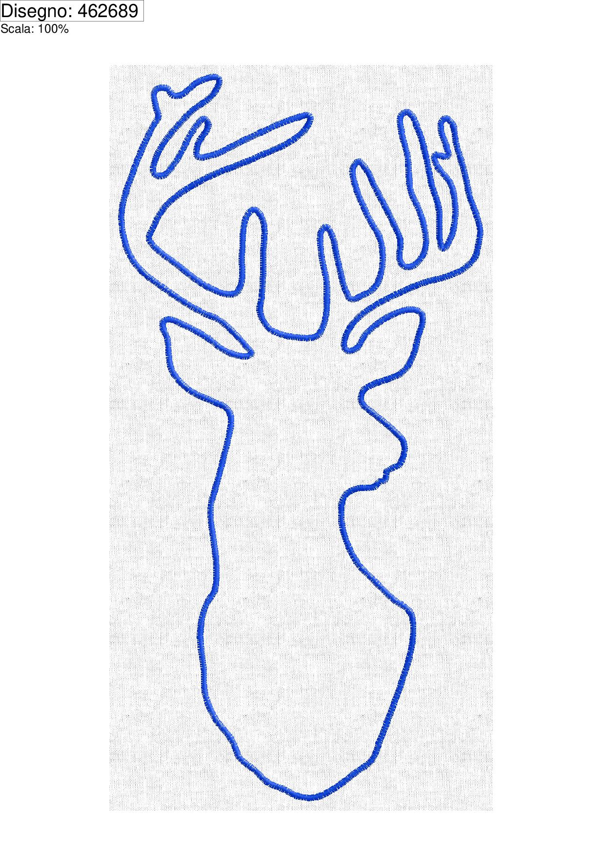 Miniatura form.A4 programma Ricamo Silouette di un cervo cm.25x12