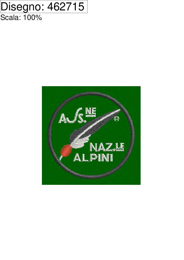 Sequenza di lavorazione ricamo Bollo Ass.ne Naz.le ALPINI diametro cm.5