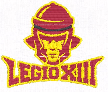 Miniatura file di ricamo Elmetto Legio XIII su base cm.7,5