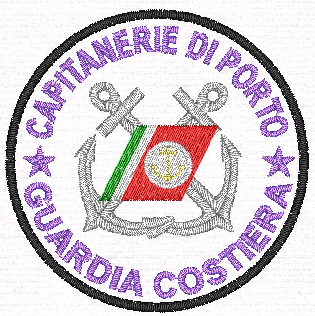 Miniatura file di ricamo CAPITANERIA DI PORTO Guardia costiera diametro cm.6,5