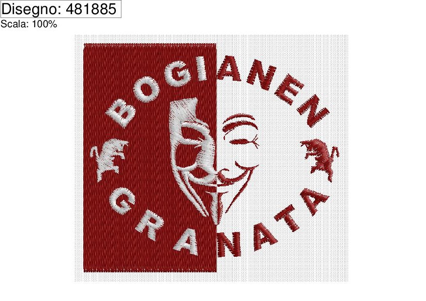 Icona ricamo GRANATA BOGIANEN su base cm.9