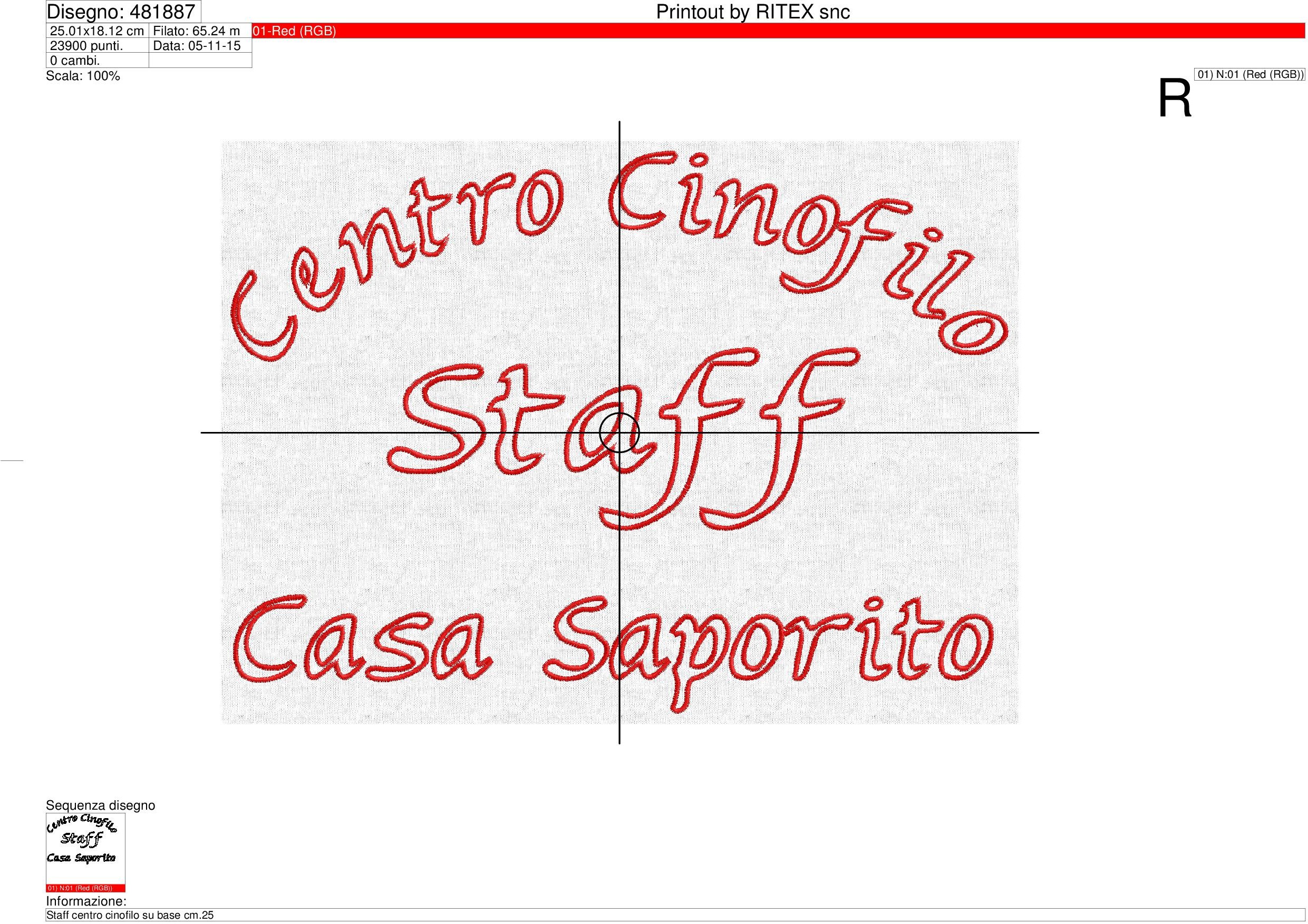 Foglio lavorazione in formato A3 Staff centro cinofilo su base cm.25