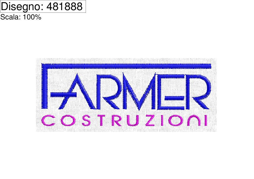 Icona ricamo FARMER costruzioni su base cm.10