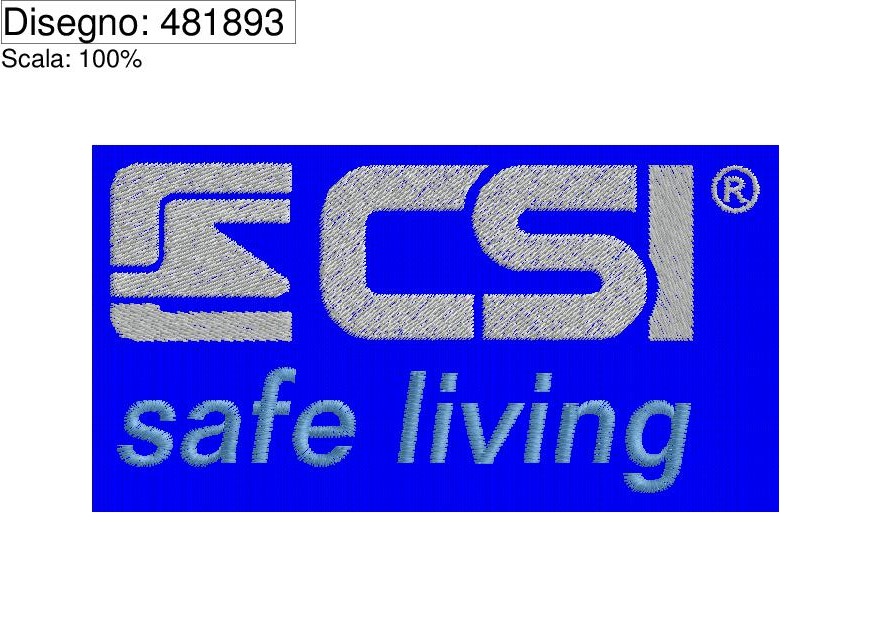 Icona ricamo CSI safe living su base cm.10
