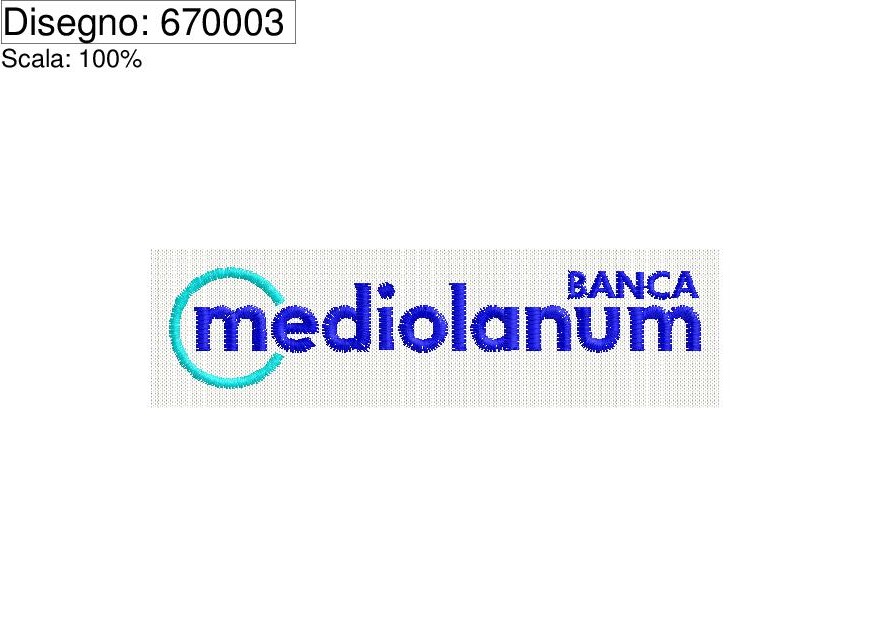 Icona ricamo MEDIOLANUM banca su base cm.9