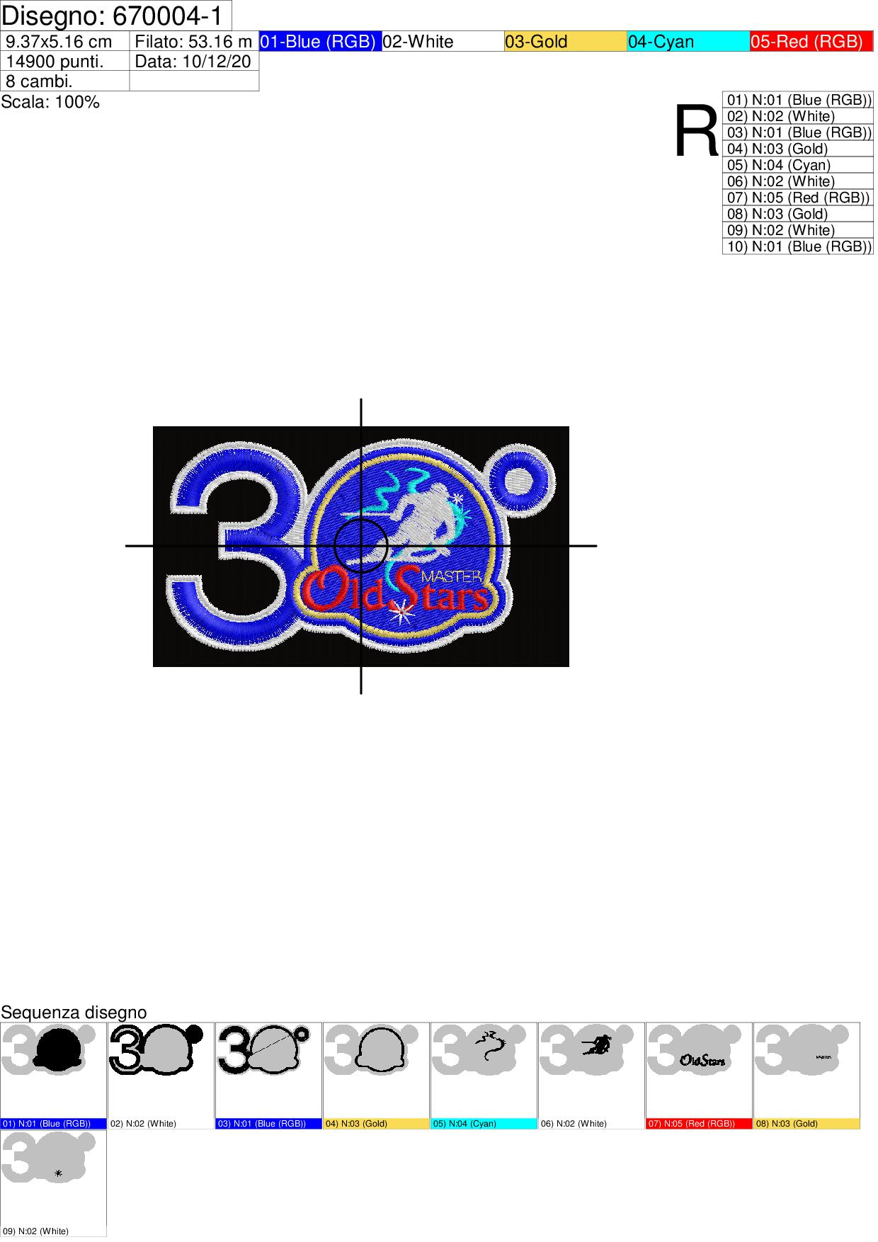 Foglio di lavorazione 30 Old Star Master con fondo bianco su base cm.9