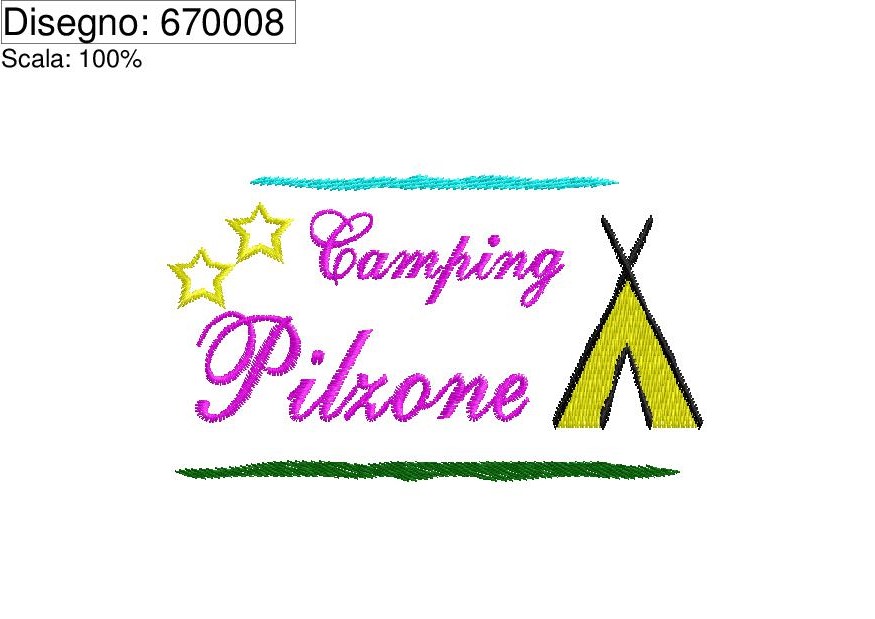 Icona ricamo Camping Pilzone su base cm.9