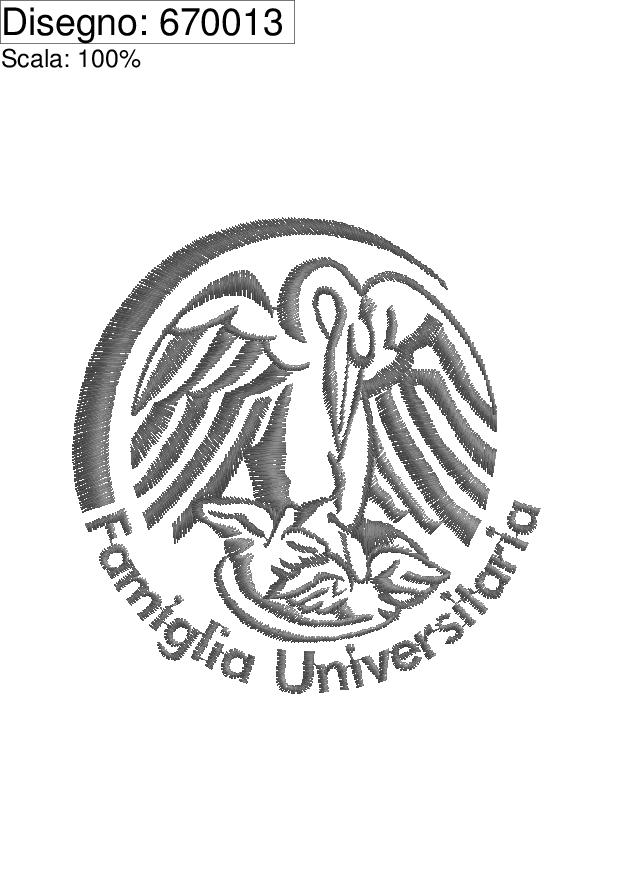 Icona ricamo Logo Famiglia universitaria diam. 8cm.
