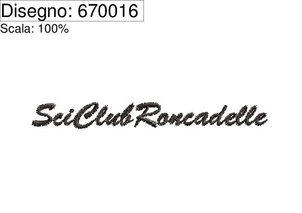 Icona ricamo Scritta SciClub Roncadelle su base cm. 8,2