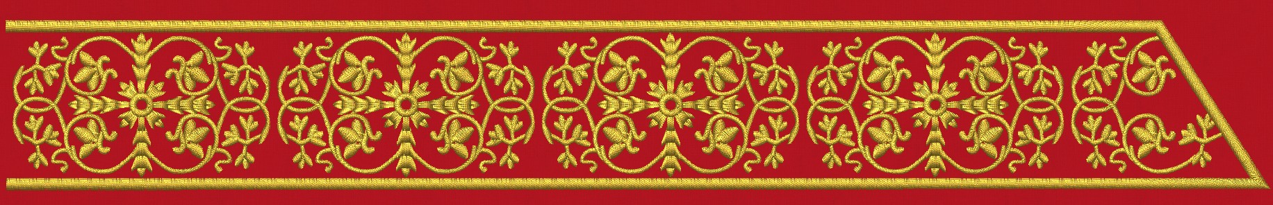 Miniatura file di ricamo Mezzo collo con riccioli su base cm.40
