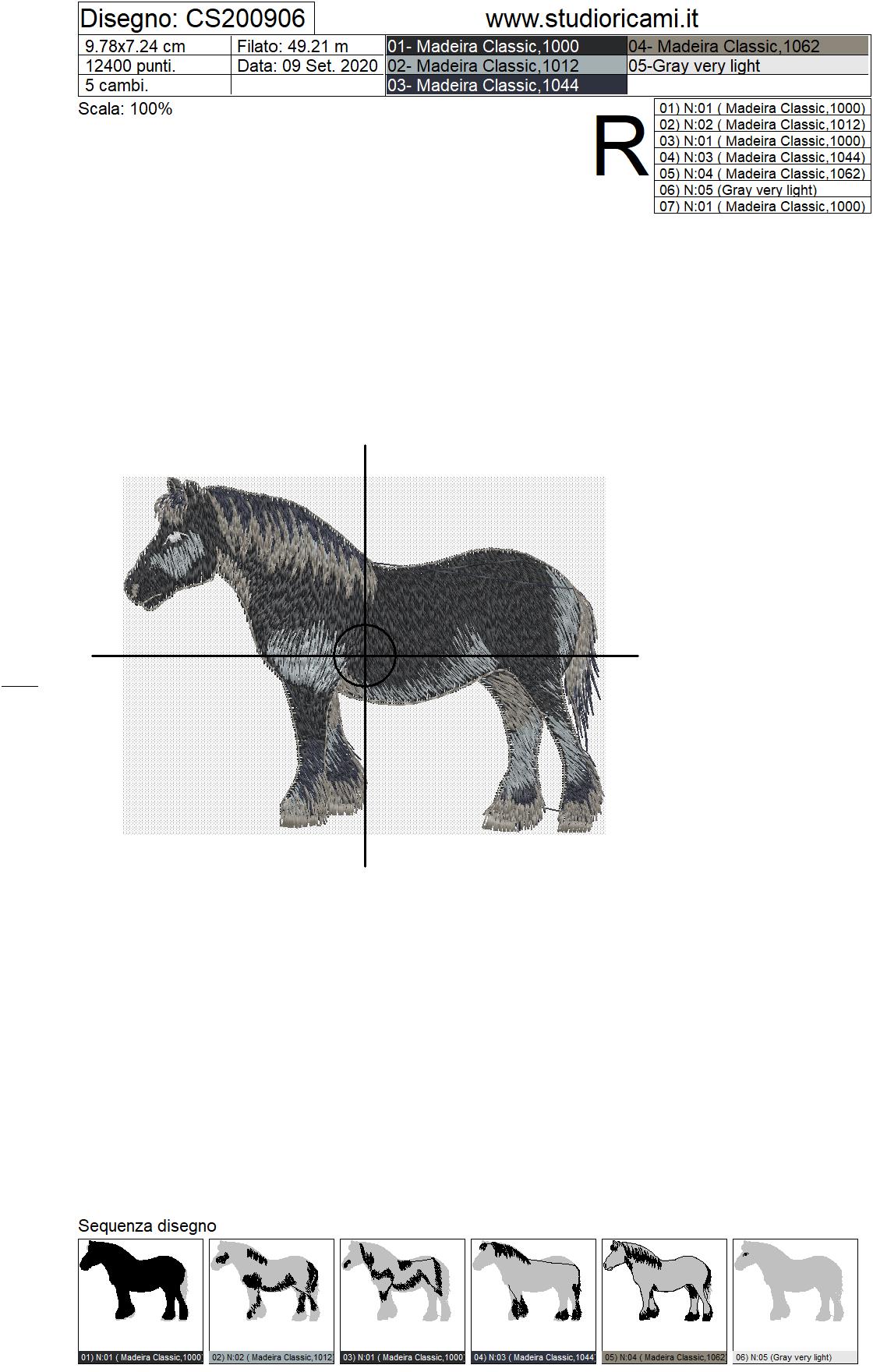 Foglio di lavorazione File  ricamo cavallo tipo 4