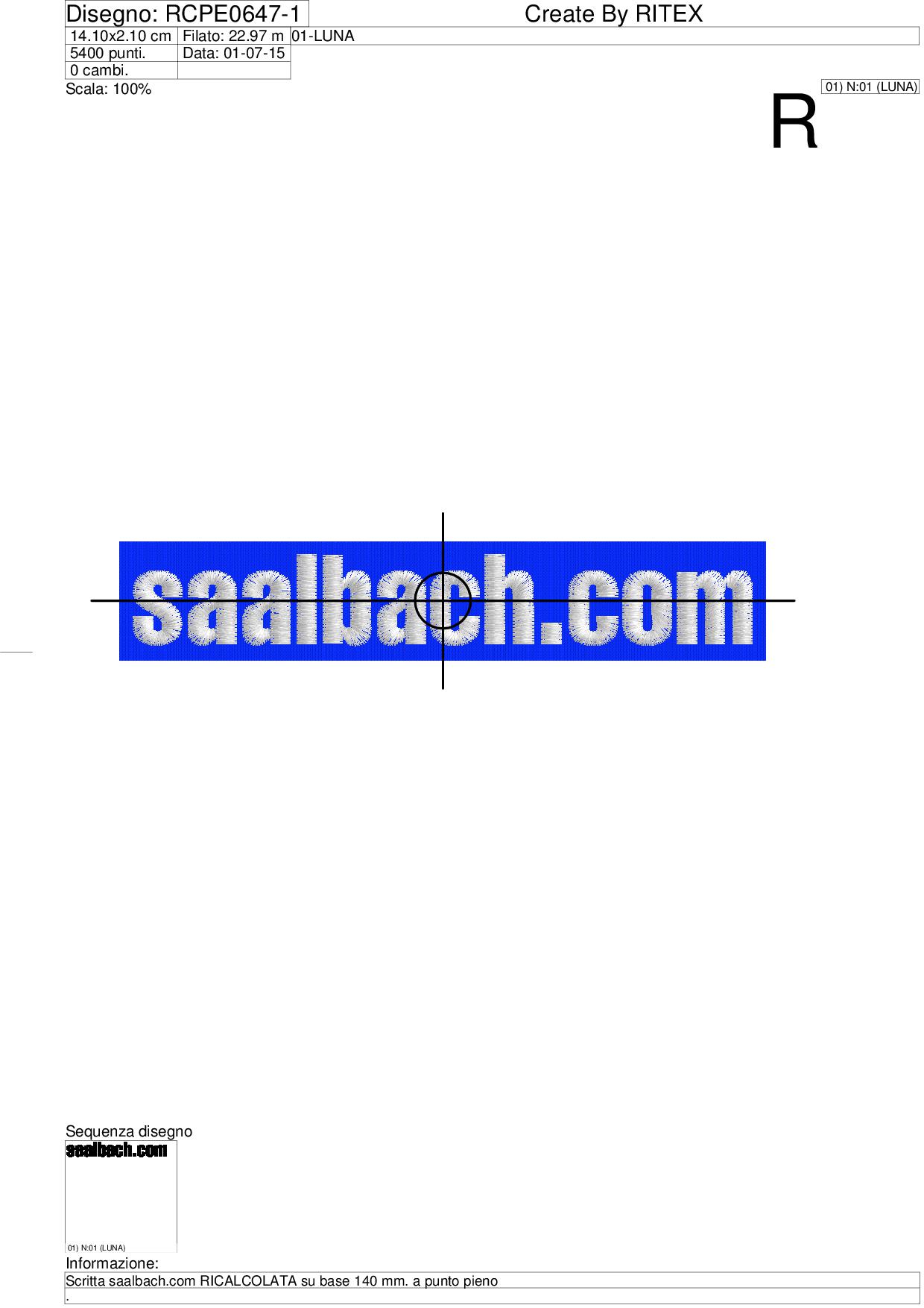 Messa in carta ricamo Saalbach.com su base cm.14