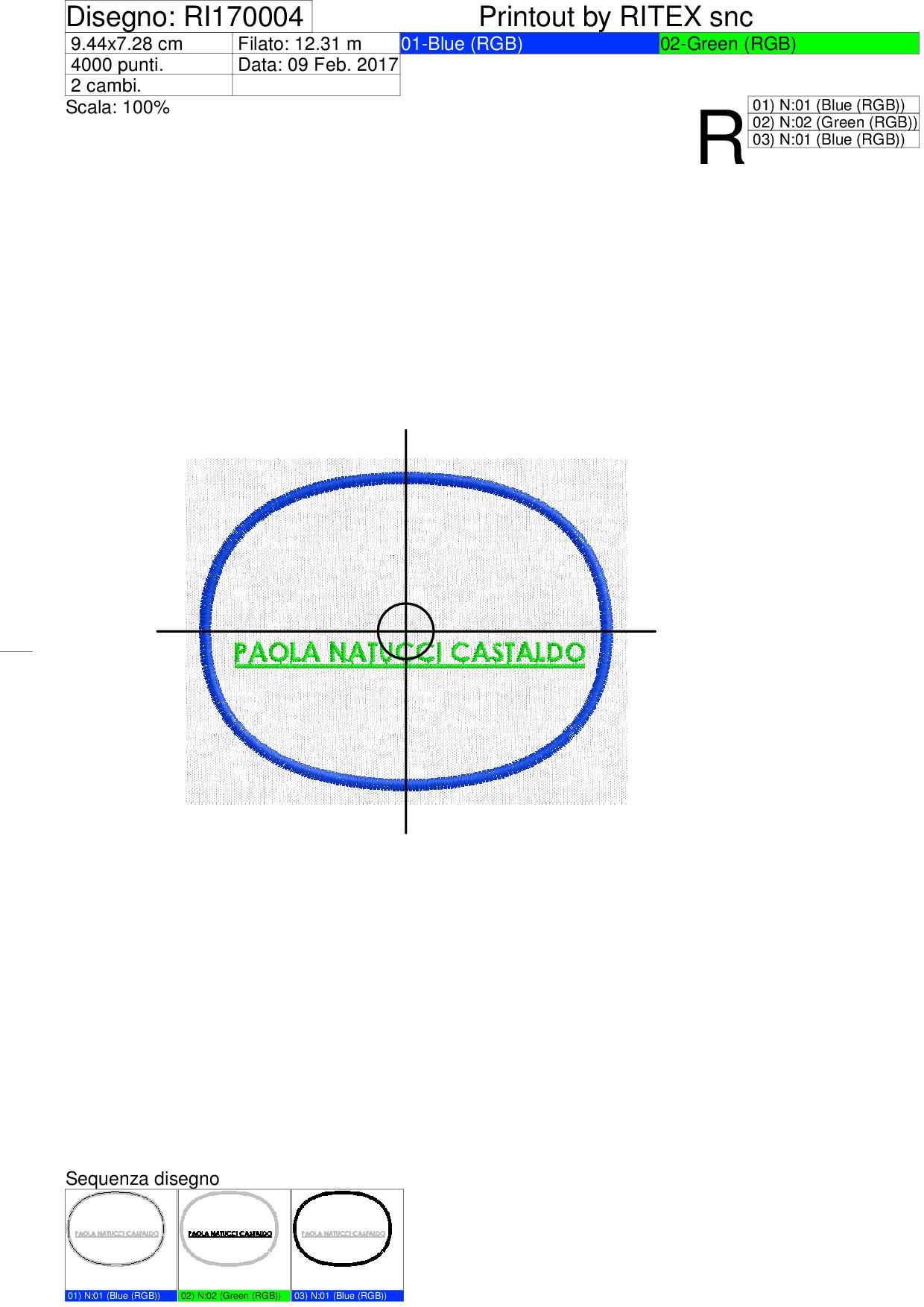 Sequenza lavorazione ricamo Ovale PAOLA NATUCCI su base cm.9