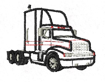 Miniatura ricamo piccola motrice truck americano su base cm.7