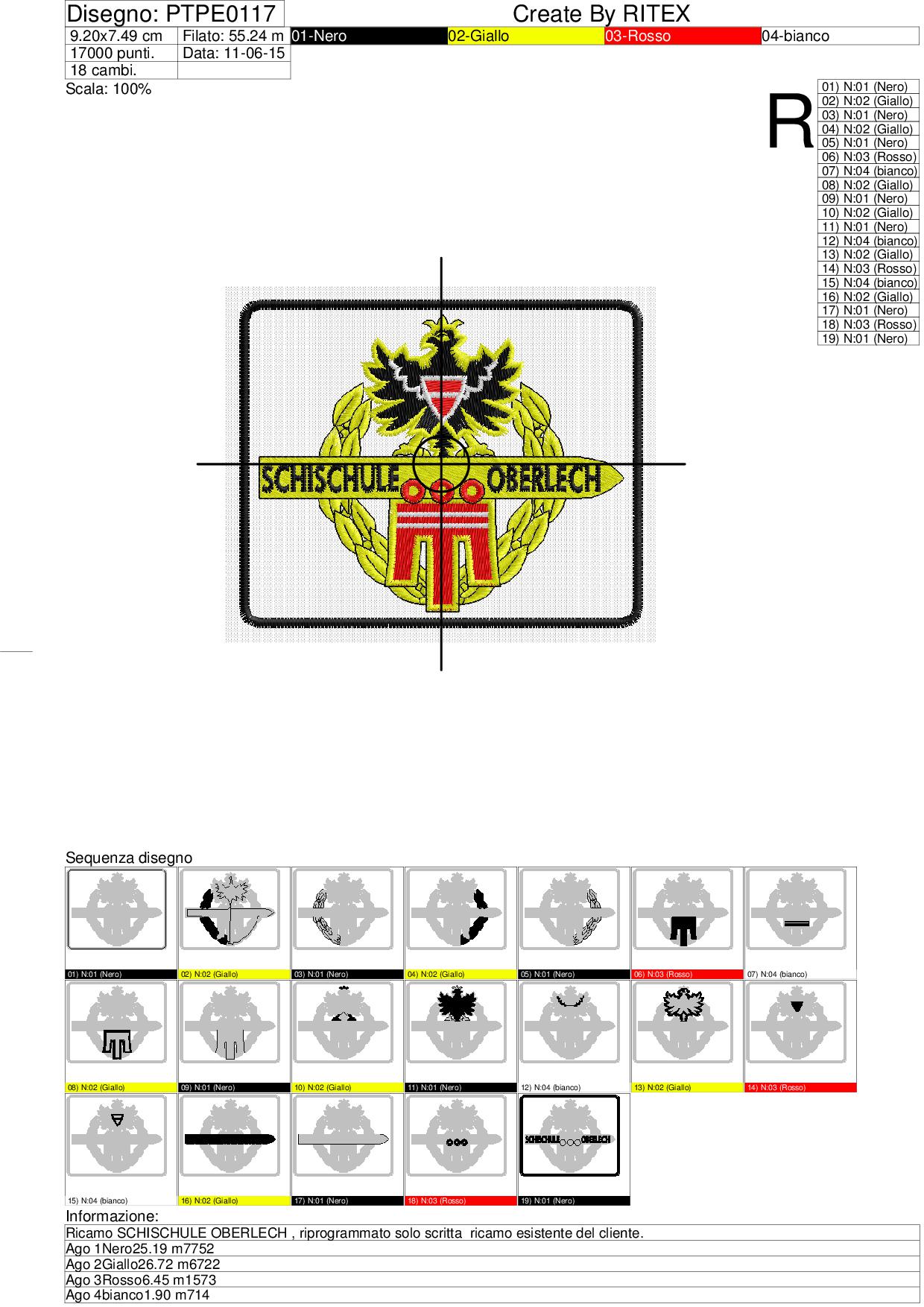 Programma Ricamo SCHISCHULE OBERLECH , riprogrammato solo scritta
