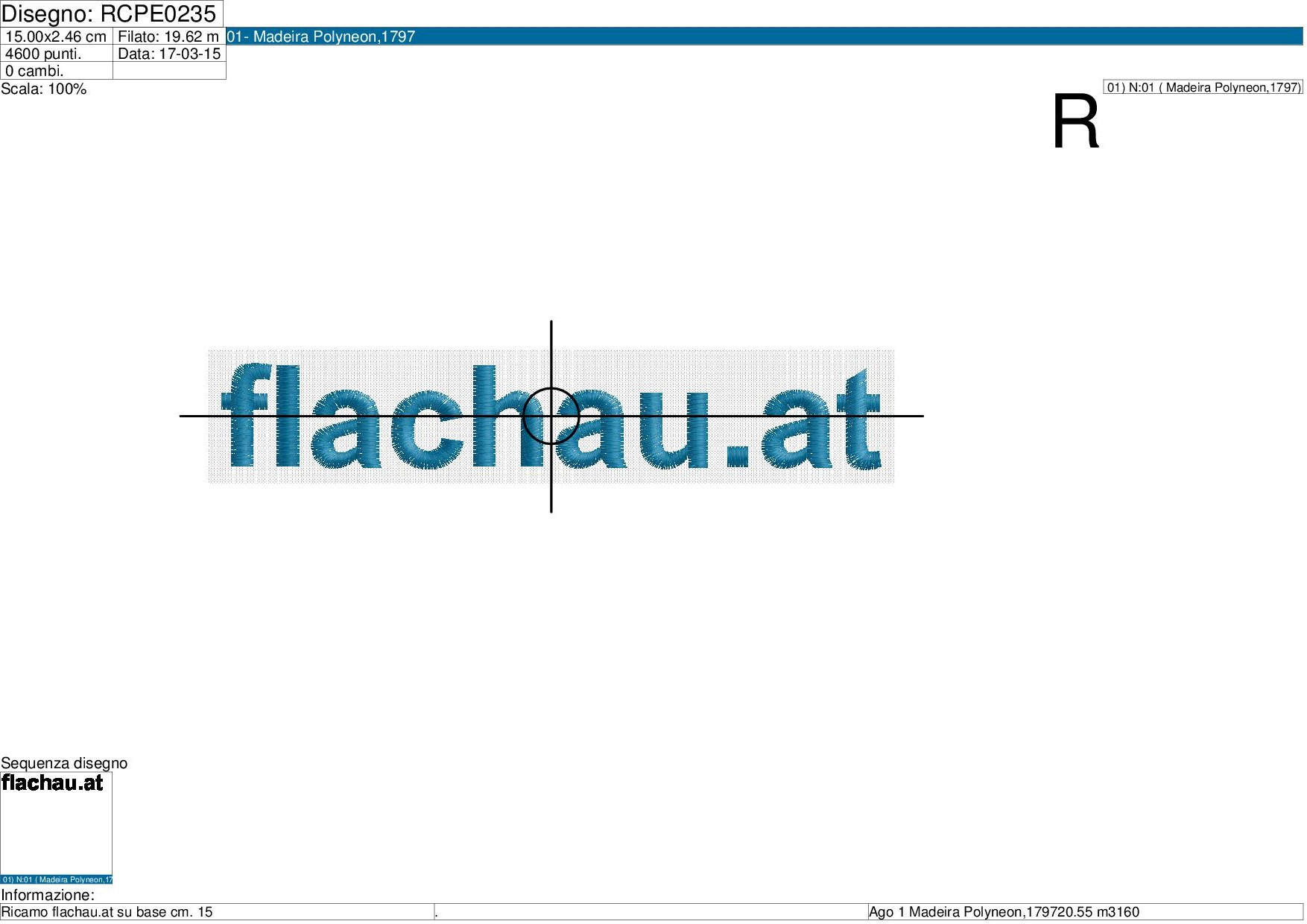 Messa in carta ricamo Ricamo flachau.at su base cm. 15