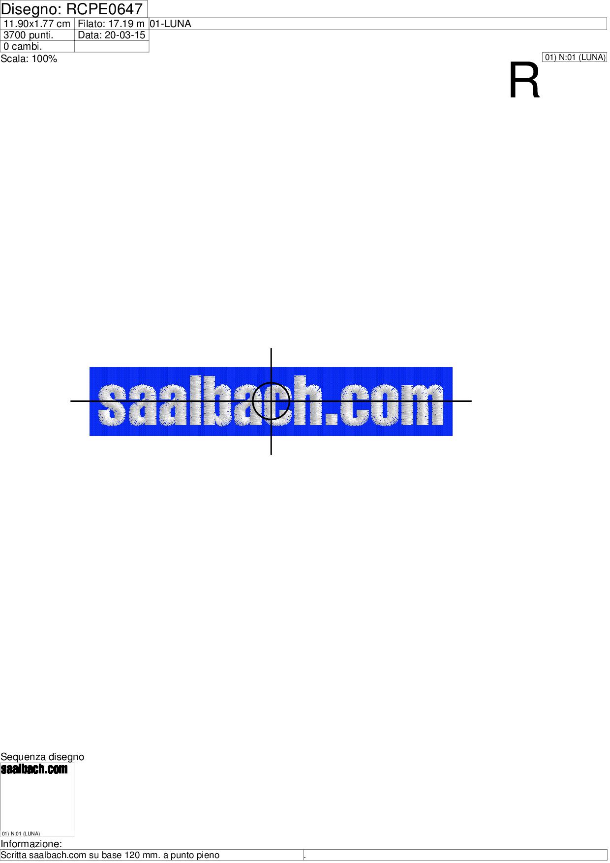 Messa in carta ricamo  Saalbach.com su base cm.12