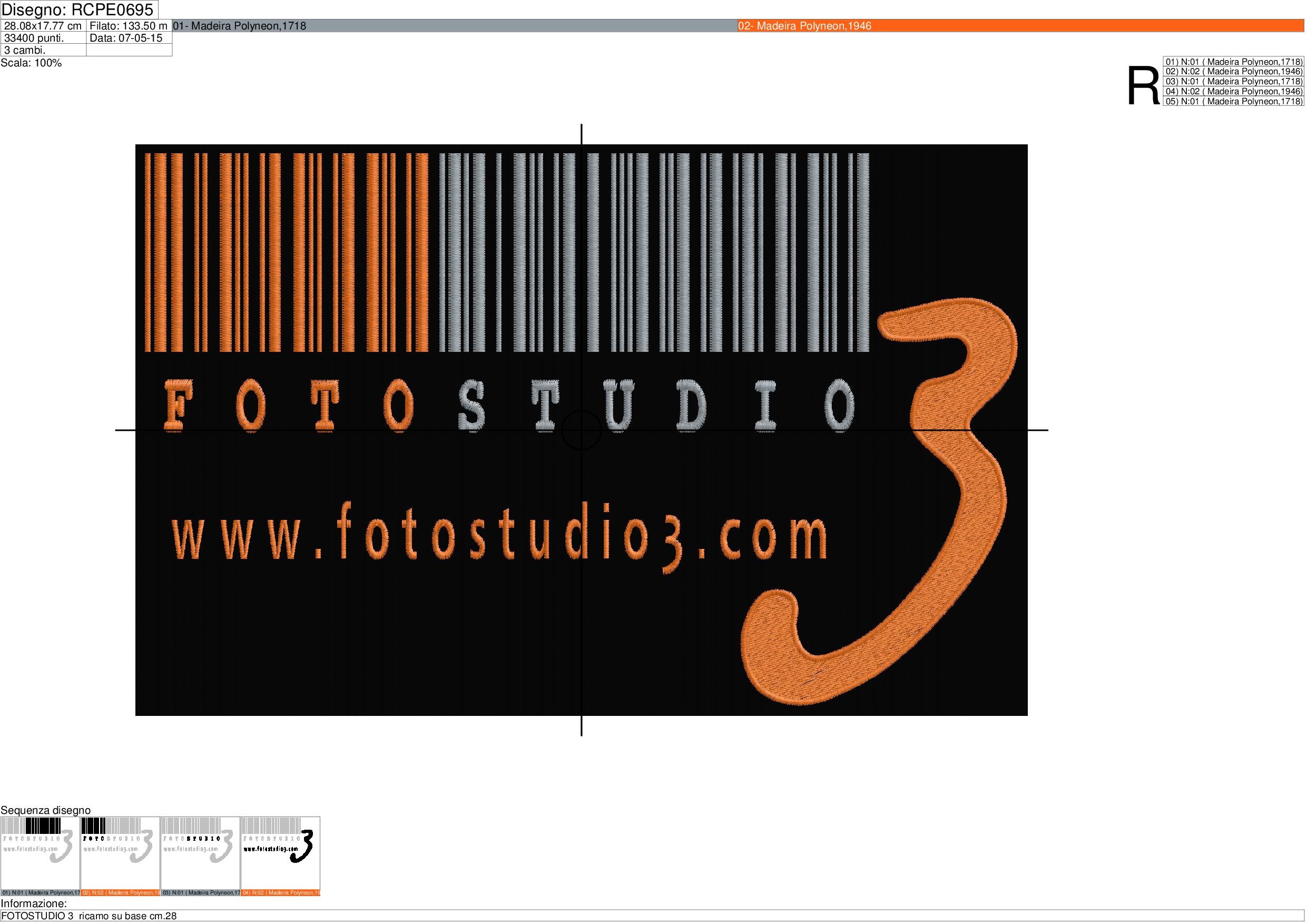 Messa in carta ricamo  con rasafili FOTOSTUDIO 3 su base cm.28