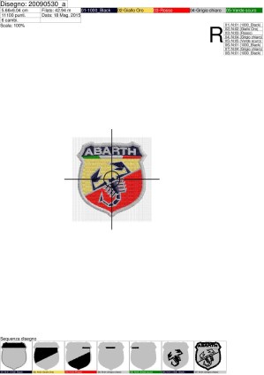 Foglio di lavorazione ricamo Stemma ABARTH