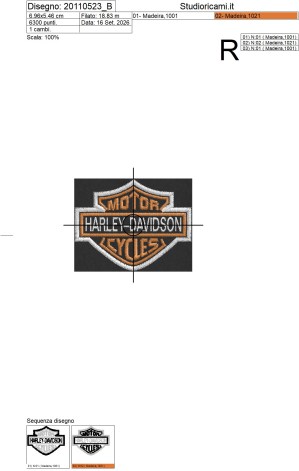 Sequenza di lavorazione ricamo logo patch HARLEY