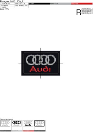 Foglio di lavorazionei ricamo Stemma AUDI con 4 cerchi