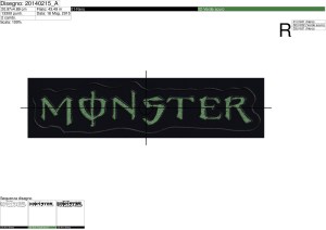 Foglio di lavorazione programma di ricamo Stemma Monster da 21 cm.