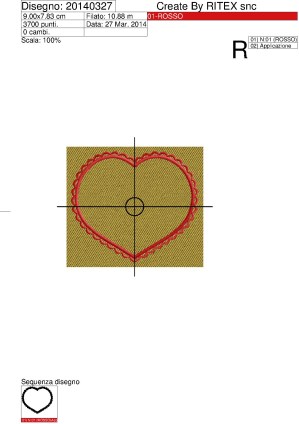 Lavorazione cuore ricamato