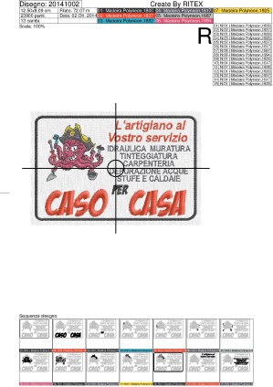 Foglio di lavorazione Stemma ricamato cm.12.5x8